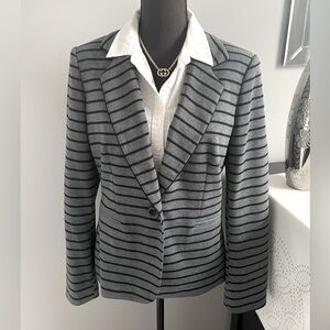 Gray and Black Stripe Knit Blazer
